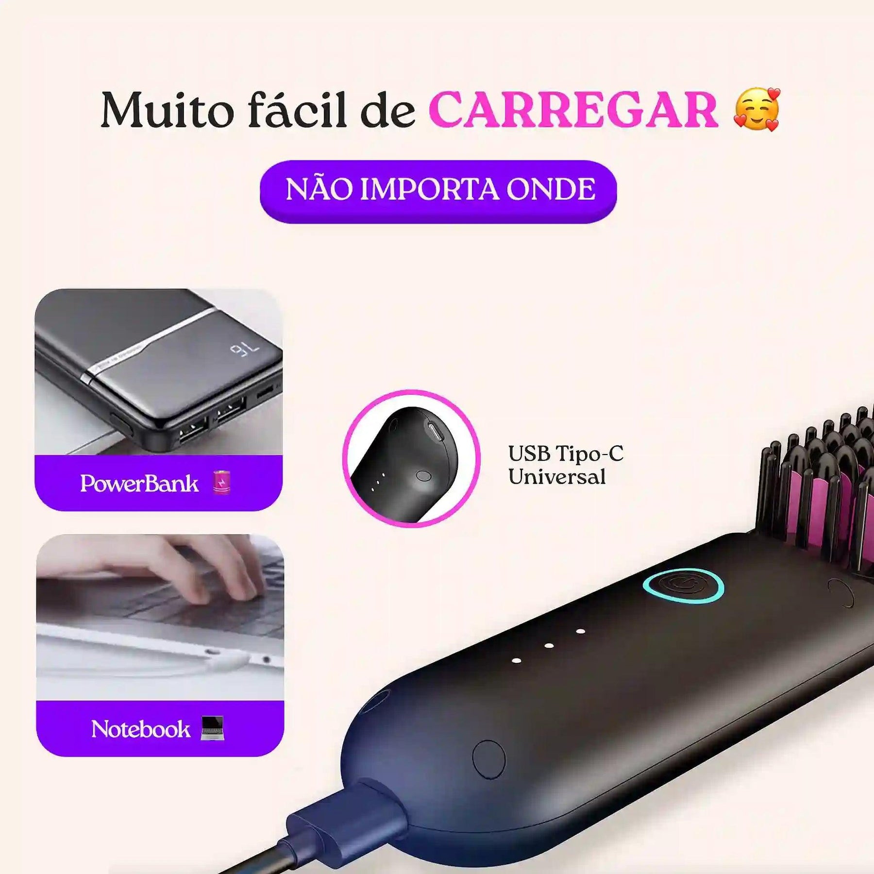 Escova Alisadora Portátil