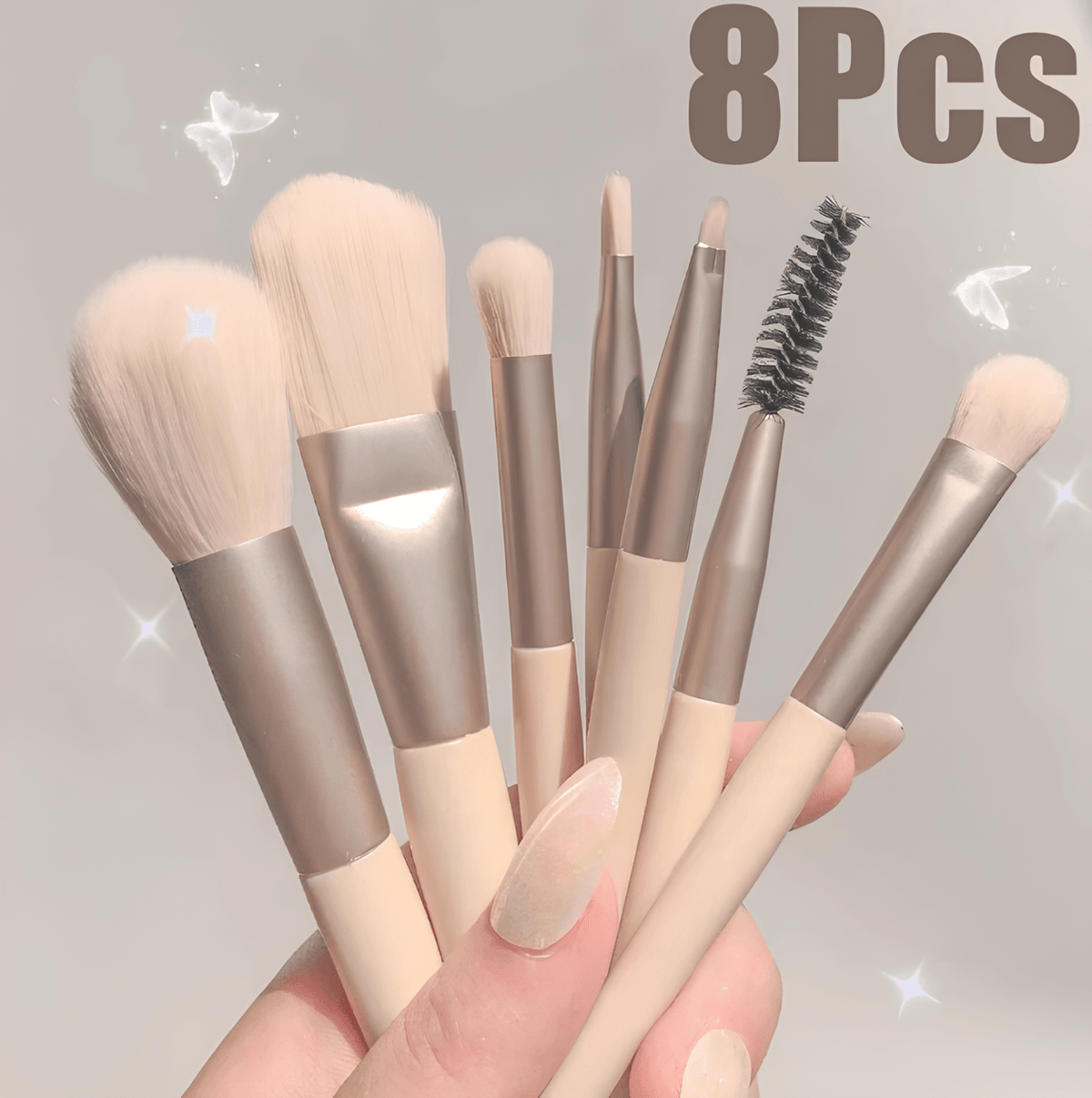 KIt 8 Pincéis para Maquiagem - Elegante e Compacto