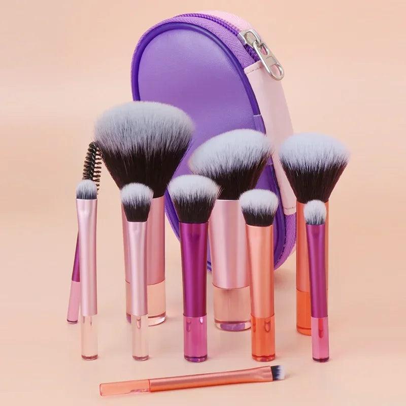 Kit de Pincéis de Maquiagem Make Box - 10 peças e necessaire