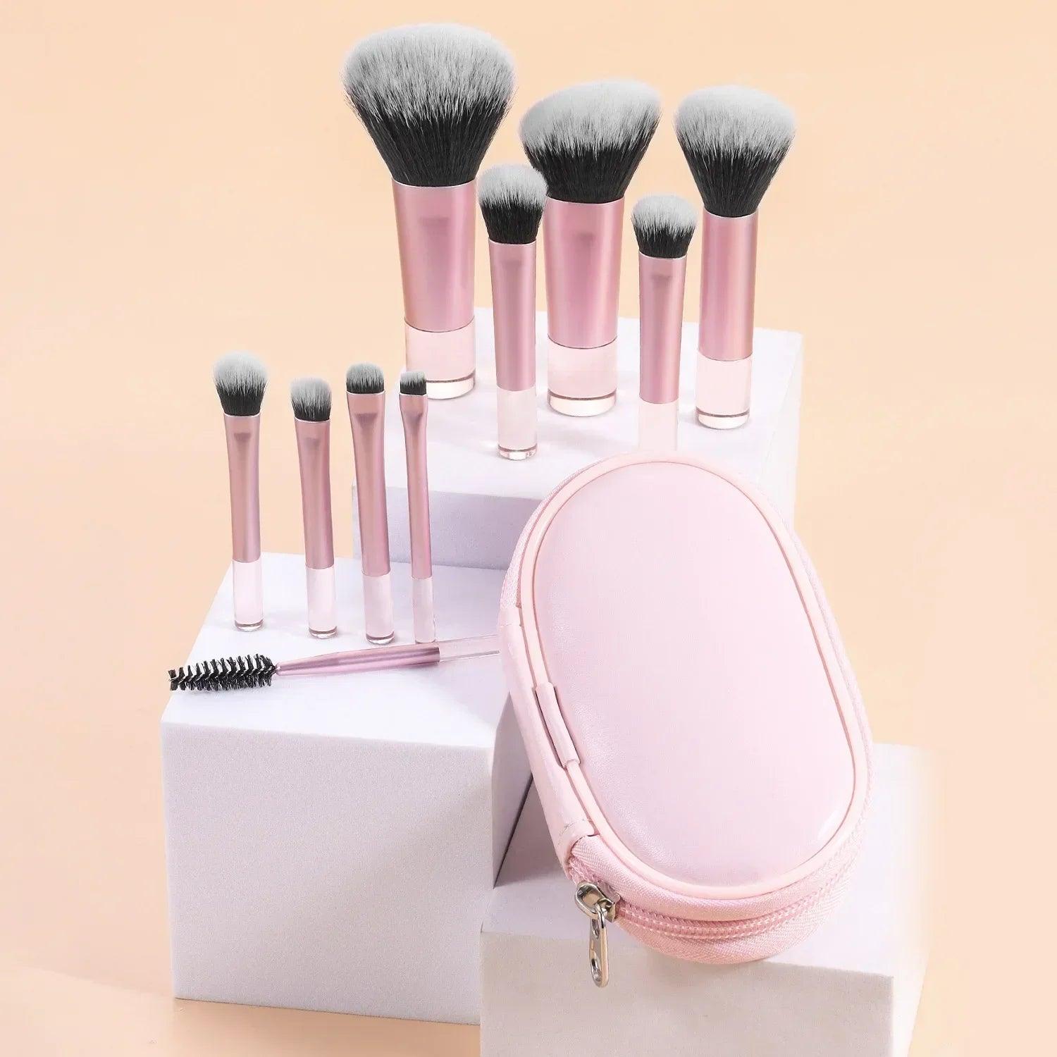 Kit de Pincéis de Maquiagem Make Box - 10 peças e necessaire