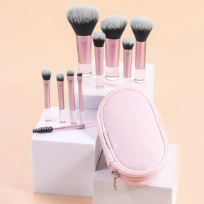 Kit de Pincéis de Maquiagem Make Box - 10 peças e necessaire