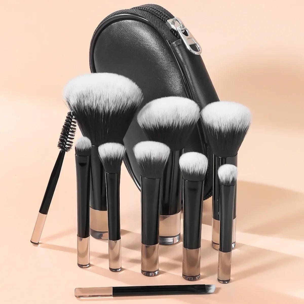 Kit de Pincéis de Maquiagem Make Box - 10 peças e necessaire