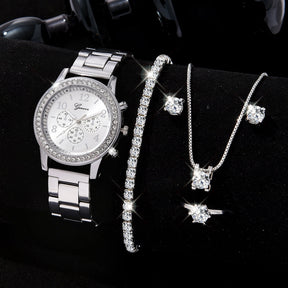 Relógio Feminino de Luxo com 6 peças - Relógio + 5 Acessórios